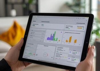 In the comfort of a stylish home office, a person is deeply engaged in examining detailed business analytics on a sleek tablet. The device displays various graphs and charts, indicating a thorough scrutiny of key performance indicators and metrics. This image captures the essence of modern remote work where technology meets comfort, and data-driven decisions play a pivotal role in shaping business strategies.