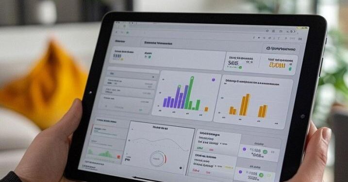 In the comfort of a stylish home office, a person is deeply engaged in examining detailed business analytics on a sleek tablet. The device displays various graphs and charts, indicating a thorough scrutiny of key performance indicators and metrics. This image captures the essence of modern remote work where technology meets comfort, and data-driven decisions play a pivotal role in shaping business strategies.